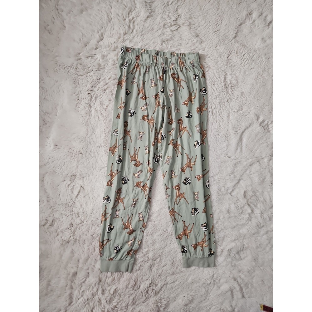 Disney Primark Bambi Pajama Set Womens XS Green Sage Joggers Tee Flower Thumper - Picture 9 of 12